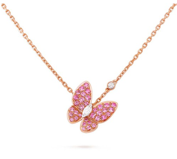 [Luna Brilliance]BUTTERFLY RED DIAMOND ROSE GOLD NECKLACE