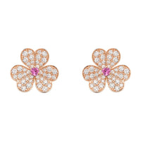 [Luna Brilliance]FRIVOLE PINK GOLD FLOWER DIAMOND EARRINGS