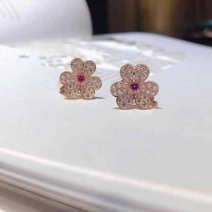 [Luna Brilliance]FRIVOLE PINK GOLD FLOWER DIAMOND EARRINGS