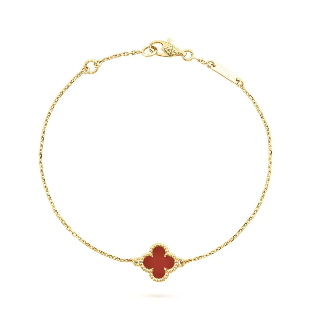 [Luna Brilliance]CLOVER  CARNELIAN SINGLE FLOWER BRACELET