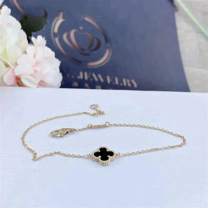 [Luna Brilliance]CLOVER ONYX SINGLE FLOWER BRACELET