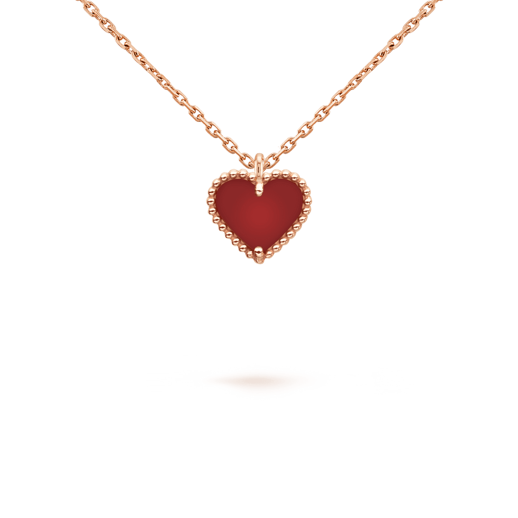 [Luna Brilliance]SWEET CLOVER CARNELIAN HEART NECKLACE