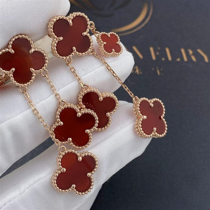 [Luna Brilliance]CLOVER EARRINGS CARNELIAN 4 MOTIFS PINK GOLD