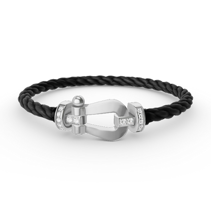 [Luna Brilliance]FORCE LARGE HORSESHOE HALF DIAMOND BRACELET SILVER