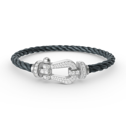 [Luna Brilliance]FORCE LARGE HORSESHOE FULL DIAMOND BRACELET SILVER